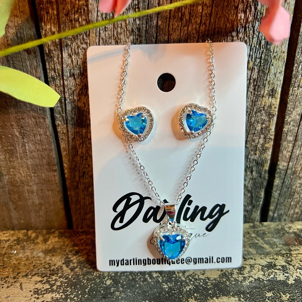 Blue Heart Jewelry Set